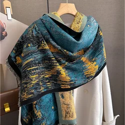 2023 Winter Cashmere Scarf Print Warm Women Thick Blanket Design Female Hijab Shawl And Wrap Lady Bufanda New