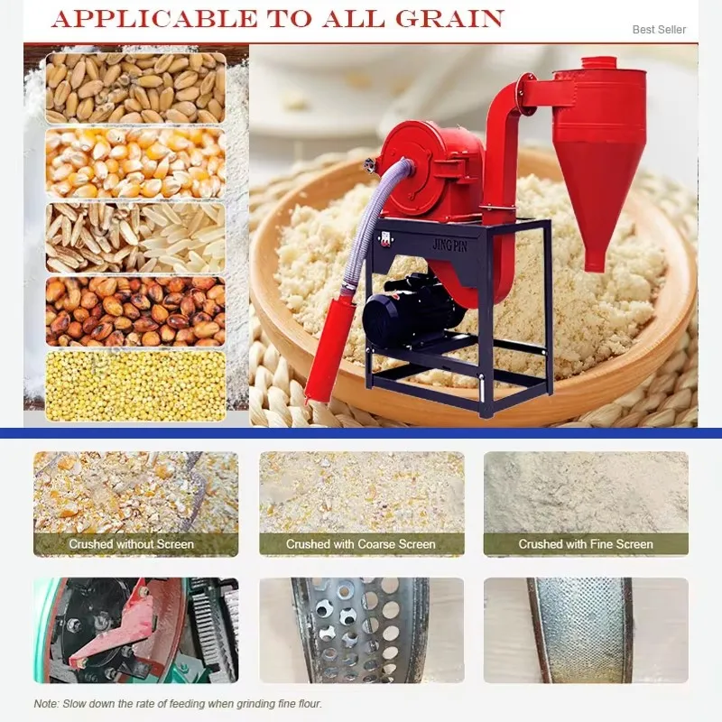 Commercial multifunctional small drum electric corn mill for processing plants