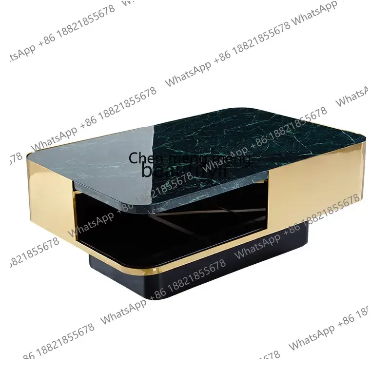 

cc182l Italian Mild Luxury Marble Coffee Table Small Apartment Living Room Double Metal Sofa Side Table Household