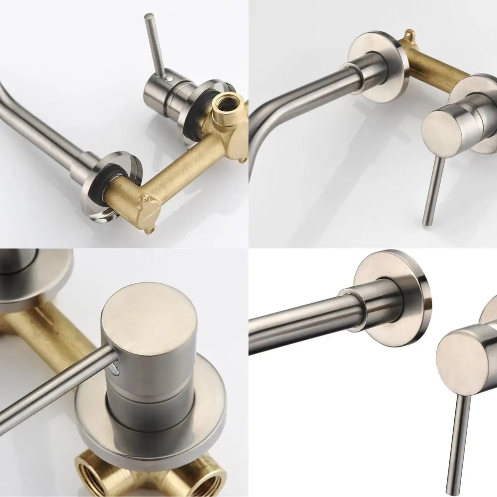 

Настенный смеситель для ванной комнаты из матового никеля с одной ручкой и латунным грубым клапаном