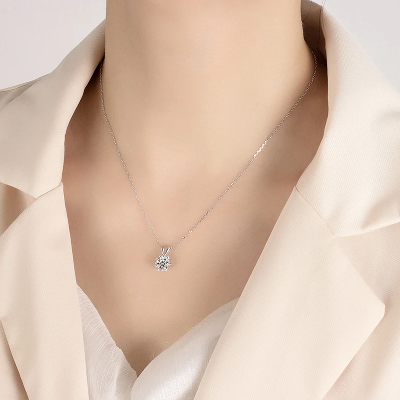 PERFANY 1-3CT Moissanite Women\'s Necklace S925 Pure Silver Snowflake Simulation Diamond Pendant Wedding High-end Jewelry