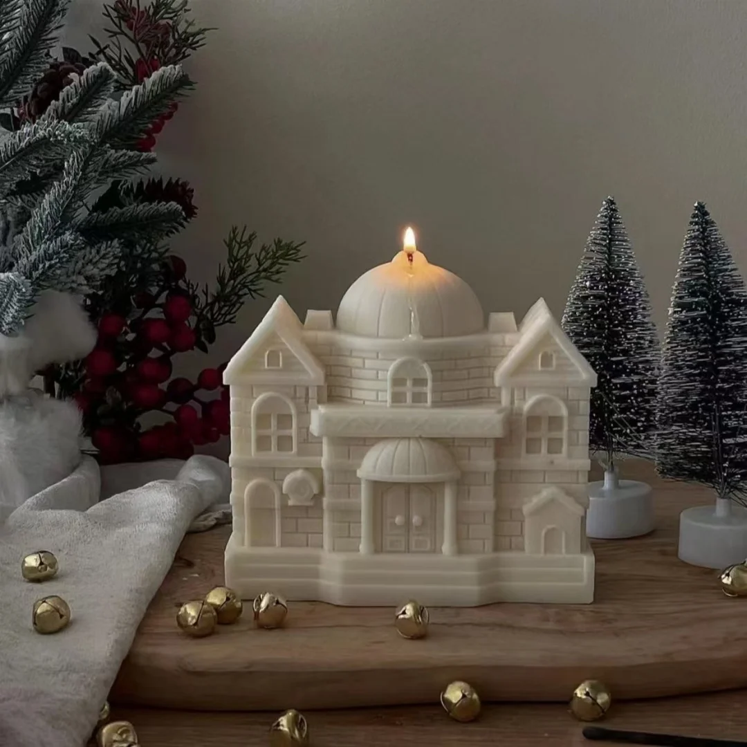 

3D Castle Aromatherapy Gypsum Silicone Mold DIY Handmade Candle Mold Big Plaster Decoration Mould