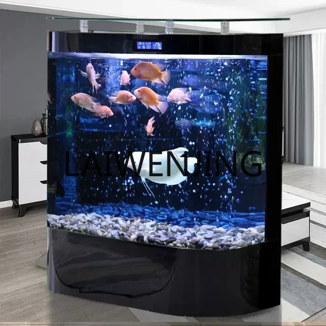 Aquarium living room glass water-free ecological landscaping large bottom filter goldfish turtle tank