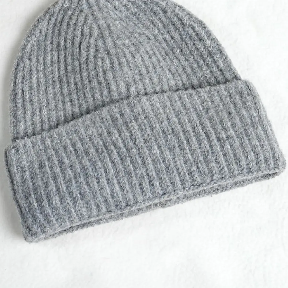 Wool Blend Beanie Hat Women Winter Warm Thick Chunky Knit Cap Casual Soft Fashion Brimless Stretchy Outdoor Comfy Headgear Style