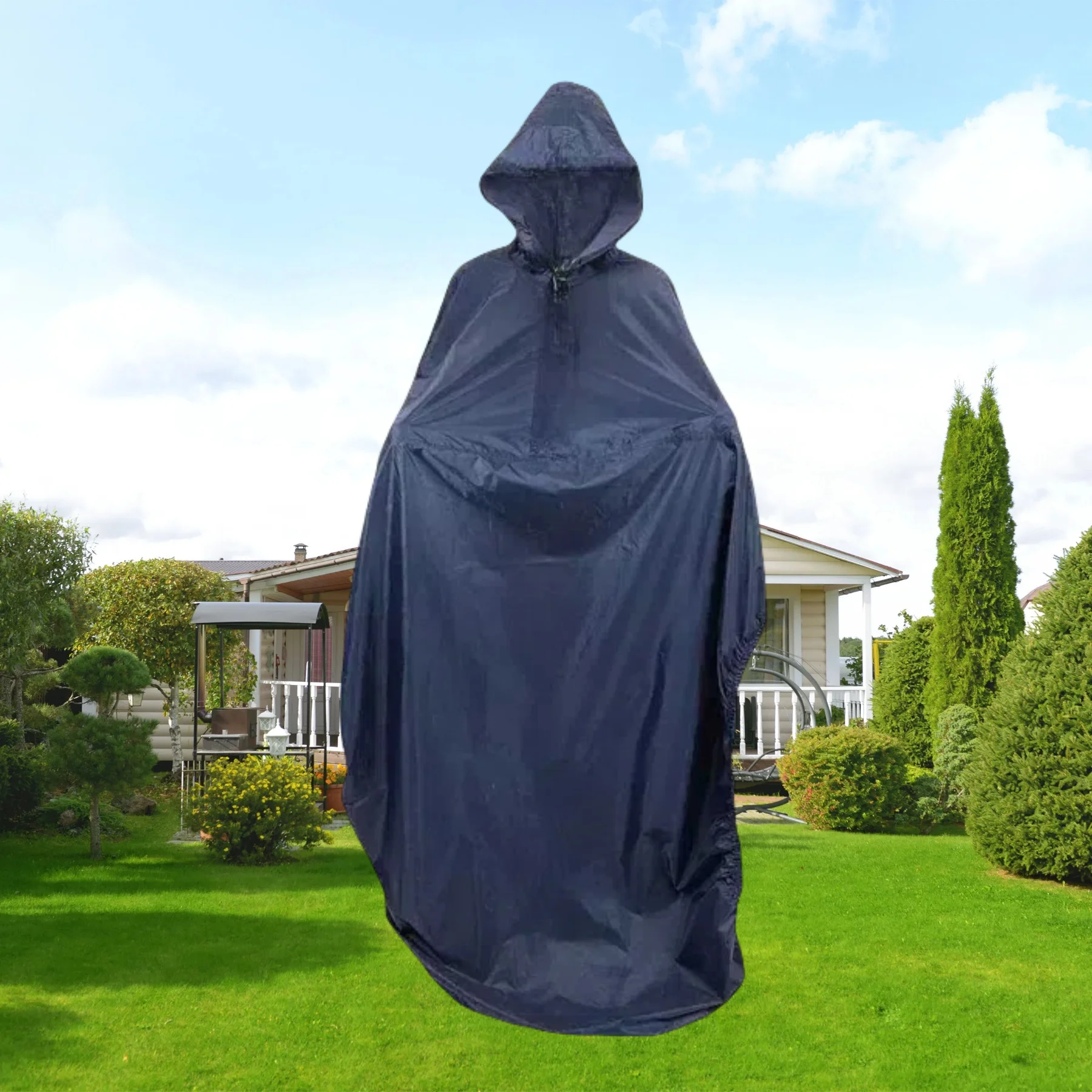 Fonakei Wheelchair Mac Poncho Waterproof Rain Cover Cap Hooded Coat Mobility Elderly Aid