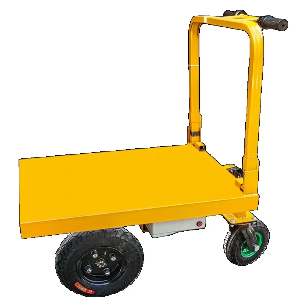 

Electric four wheeled trolley transporter heavy duty pedal truck