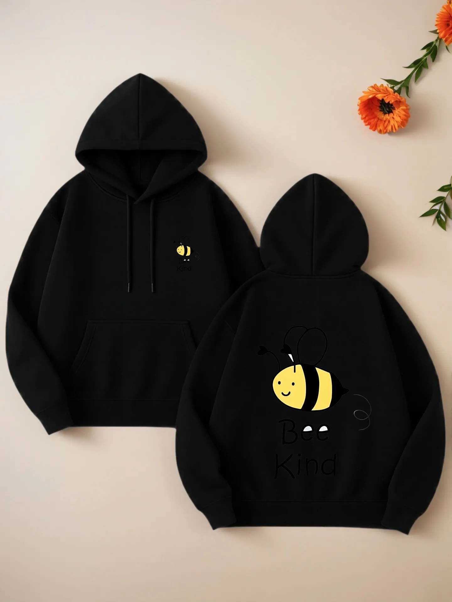 

Graphic Hoodie Women, Cute Bee Print, Casual Aesthetic, Soft Fabric, Casual Everyday Wear, For Teens