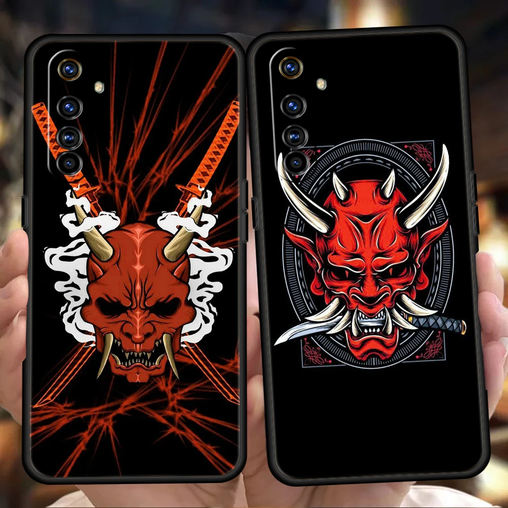 Japanese Oni Hannya Samurai Demon Mask Phone Case for Oppo A12 A76 A16 Find X5 A95 A52 A53 A54 A15 Reno 6 Z 7 Pro A9 2020 Shell