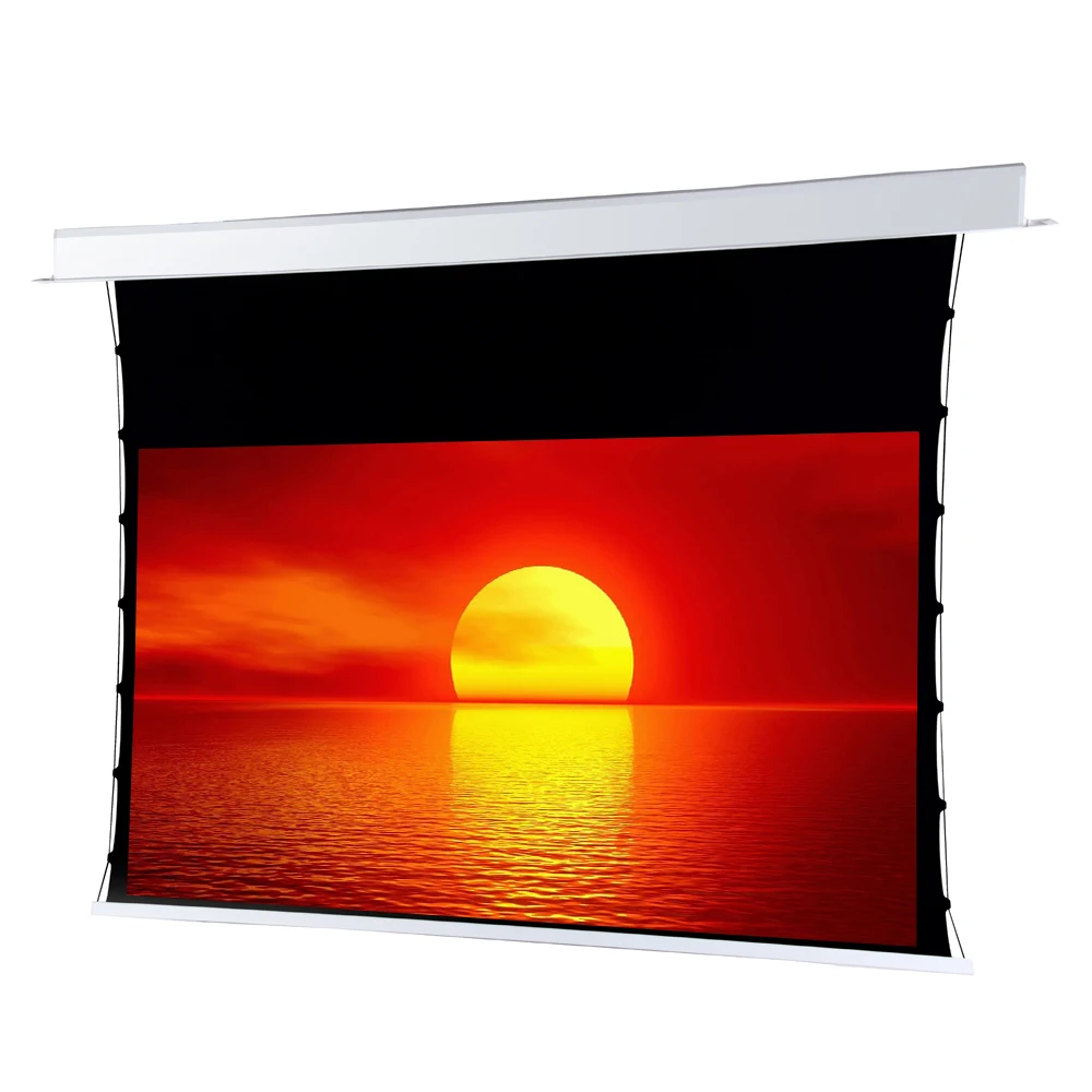 150 Inch In-Ceiling Mount HD Motorized Projection Screen With Remote Control Projectors Presentation Equipments