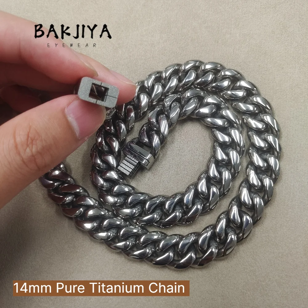 Thickened 14mm Pure Titanium Necklace - Luxury Art American Cuban Chain Round Arc Polishing Hypoallergenic Anti Fade Daily Wear