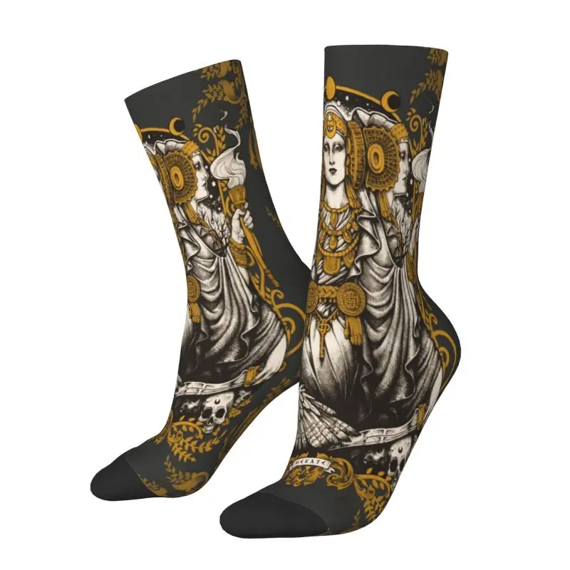 Iberian Hecate Goddess Mens Crew Socks Unisex Cute Goth Occult Halloween Witch Spring Summer Autumn Winter Dress Socks