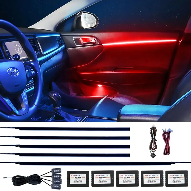 

18 IN 1 Car Interior lights LED Atmosphere light strip Center Console Decorative Lights Door light Foot lamp rgb ambient light