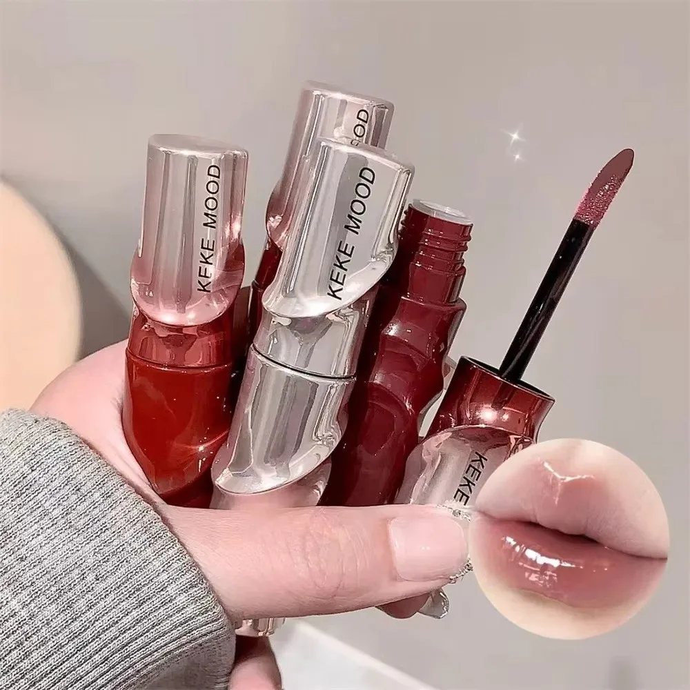 Kryształowy błyszczyk do ust w stylu koreańskim, efekt naturalnego uśmieszku, brokatowy, lustrzany, wodny połysk.