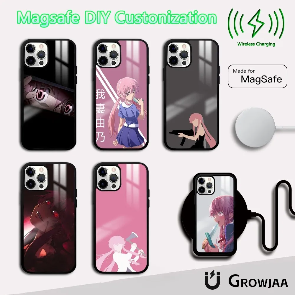 Anime F-FuTUre D-Diarys Cute Phone Case For iPhone 16 15 14 13 12 11 Pro Max Plus Mini Magsafe Mirror Wireless Magnetic Cover