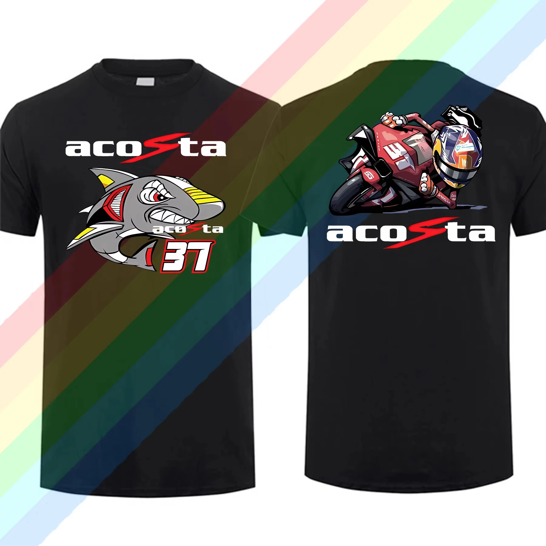 2025 جديد بيدرو أكوستا 37 القرش GP سباق تي شيرت الرجال قصيرة الأكمام مغامرة عادية الأبيض الهيب هوب دراجة نارية المحملة موتو #3