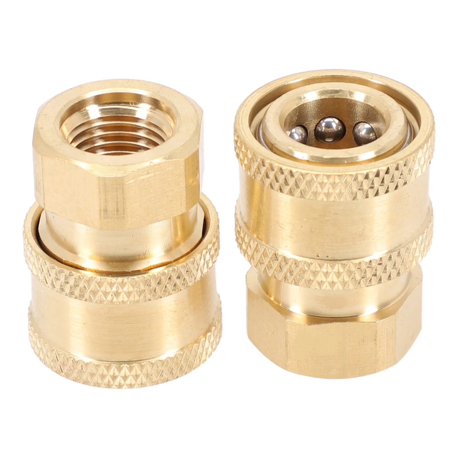 

2pcs Pressure Washer Brass Coupler Fittings 1/4 Inch Quick Connect to Female NPT Thread with Ball Lock to Prevent Water Leakage