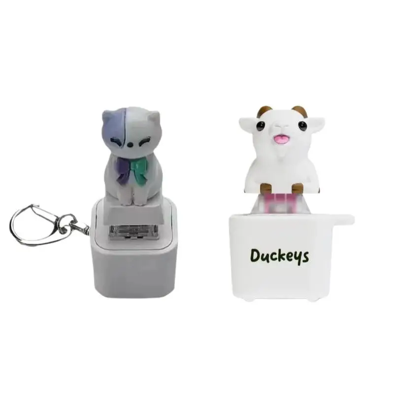1Pcs Kitten Sheep Keycap Keychain Luminous Sounding Stress Relief Creative Fidget Toy Portable Electronic Pendant For Adult