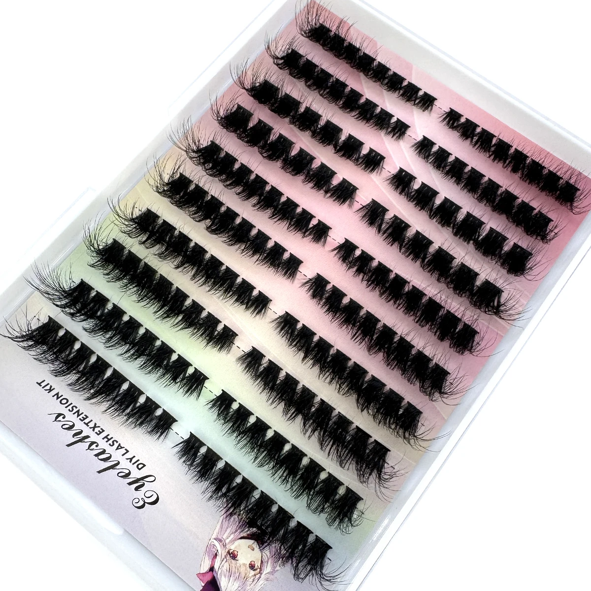 왼쪽 오른쪽 눈 속눈썹 익스텐션 고양이 및 여우 눈 효과, 단일 클러스터 속눈썹, 3D 위스피 내추럴 룩, DIY 세그먼트 속눈썹 연장