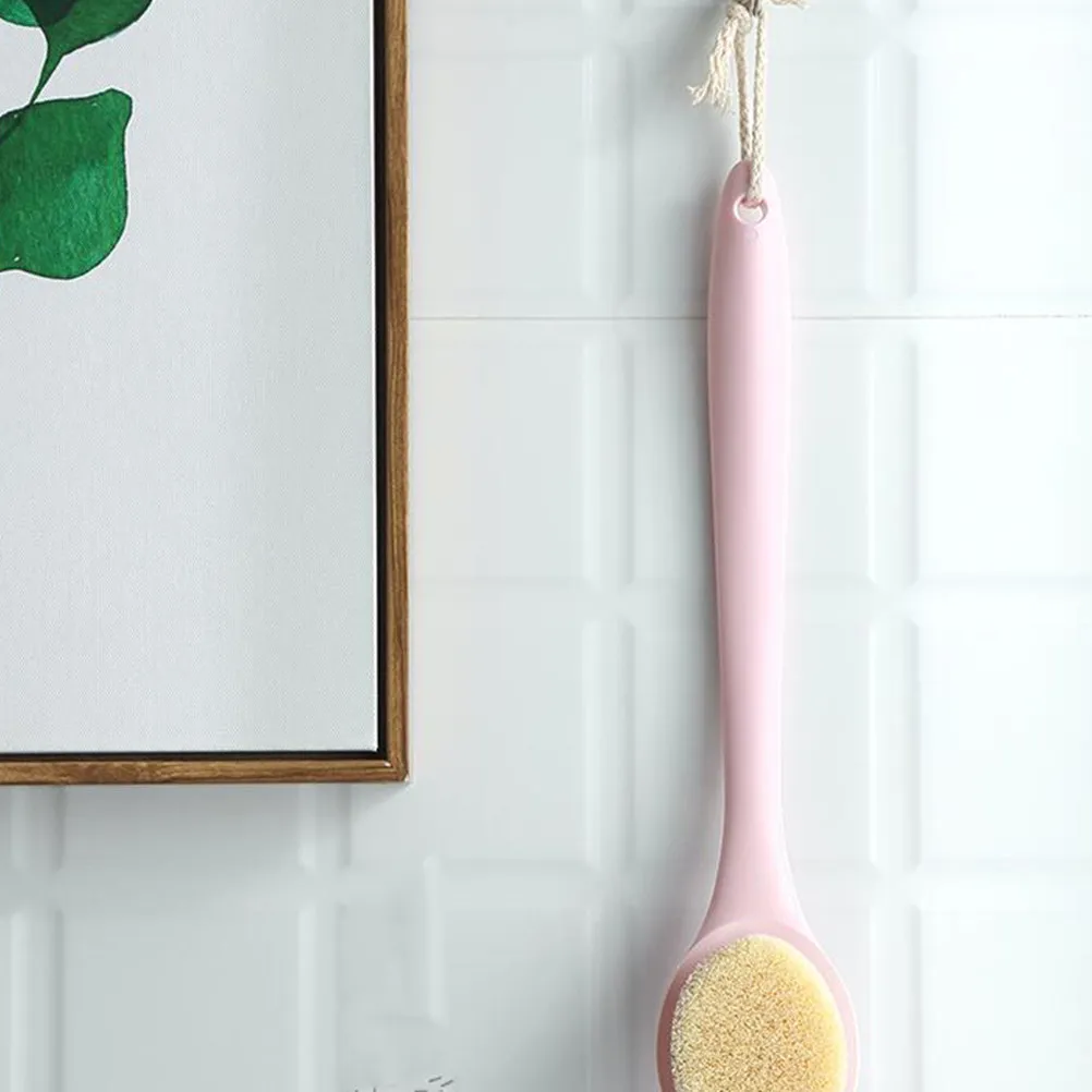 Long Handle Bath Brush Natural Bristles Ergonomic Handle Exfoliating Dead Skin Removal Stimulating Blood Circulation Body Scrub