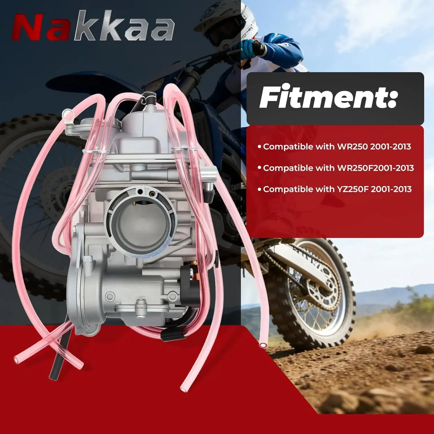 For Nakkaa 5XC-14101-G0-00 Carburetor Kit Compatible with WR250 WR250F YZ250F 2001-2013 38mm Engine Carburetor