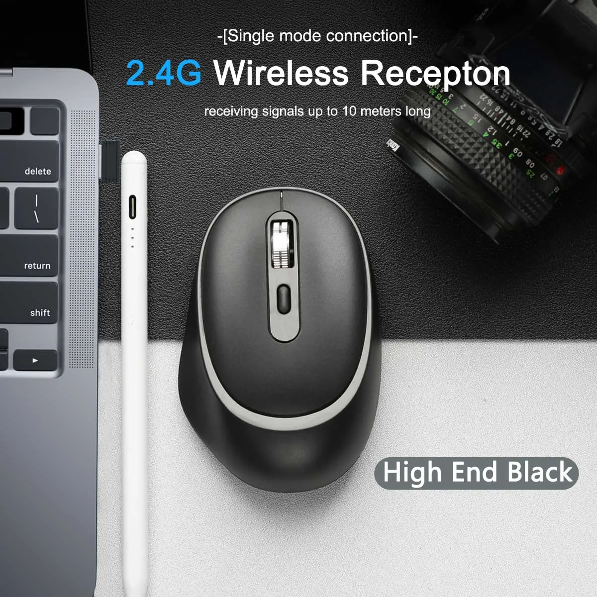 2.4G Wireless Office Mouse, Single Mode, Regular Click, Bi-color & Solid Color Options, USB Receiver for PC Laptop