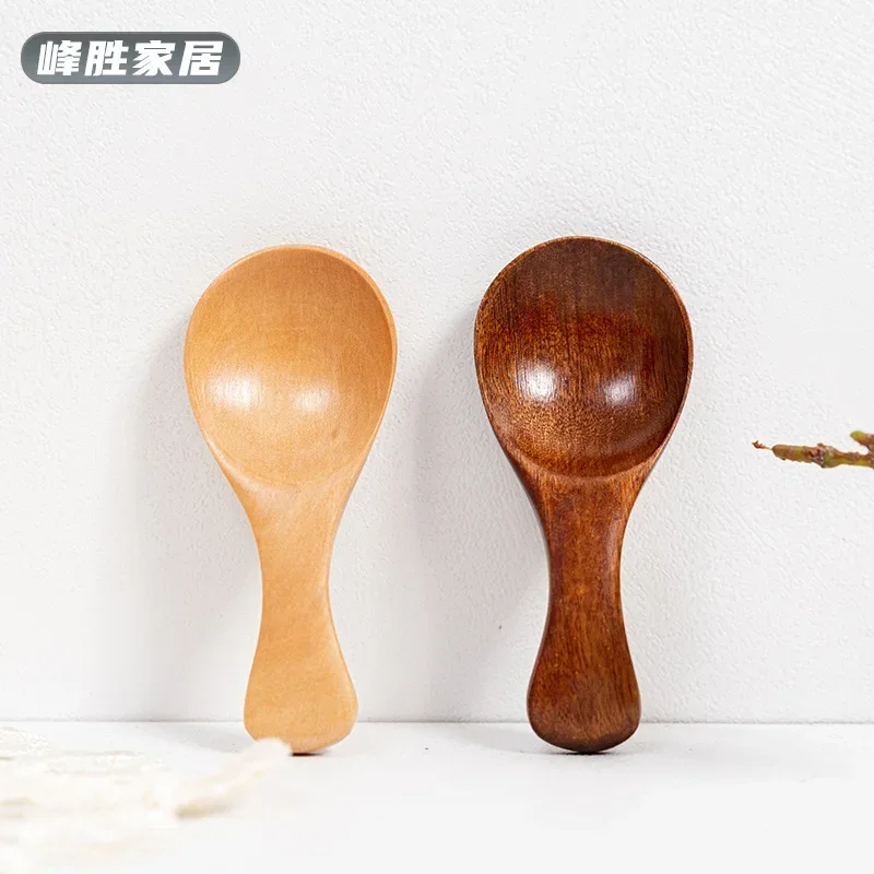 1Pcs Mini Wooden Spoons Small Kitchen Spice Condiment Spoon Sugar Tea Coffee Scoop Short Handle Wood Kids Spoon Kitchen Gadgets