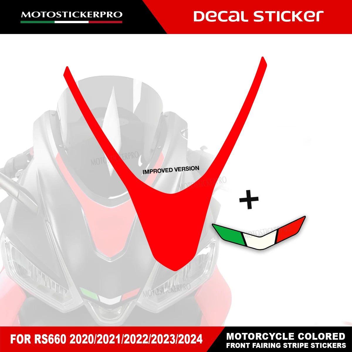 Image of Vorderer Kopfverkleidungs-Aufkleber in V-Form + dreifarbige Streifenaufkleber, wasserdichte Vinyl-Dekoration für Aprilia RS660 RS 660 2020 2021 2