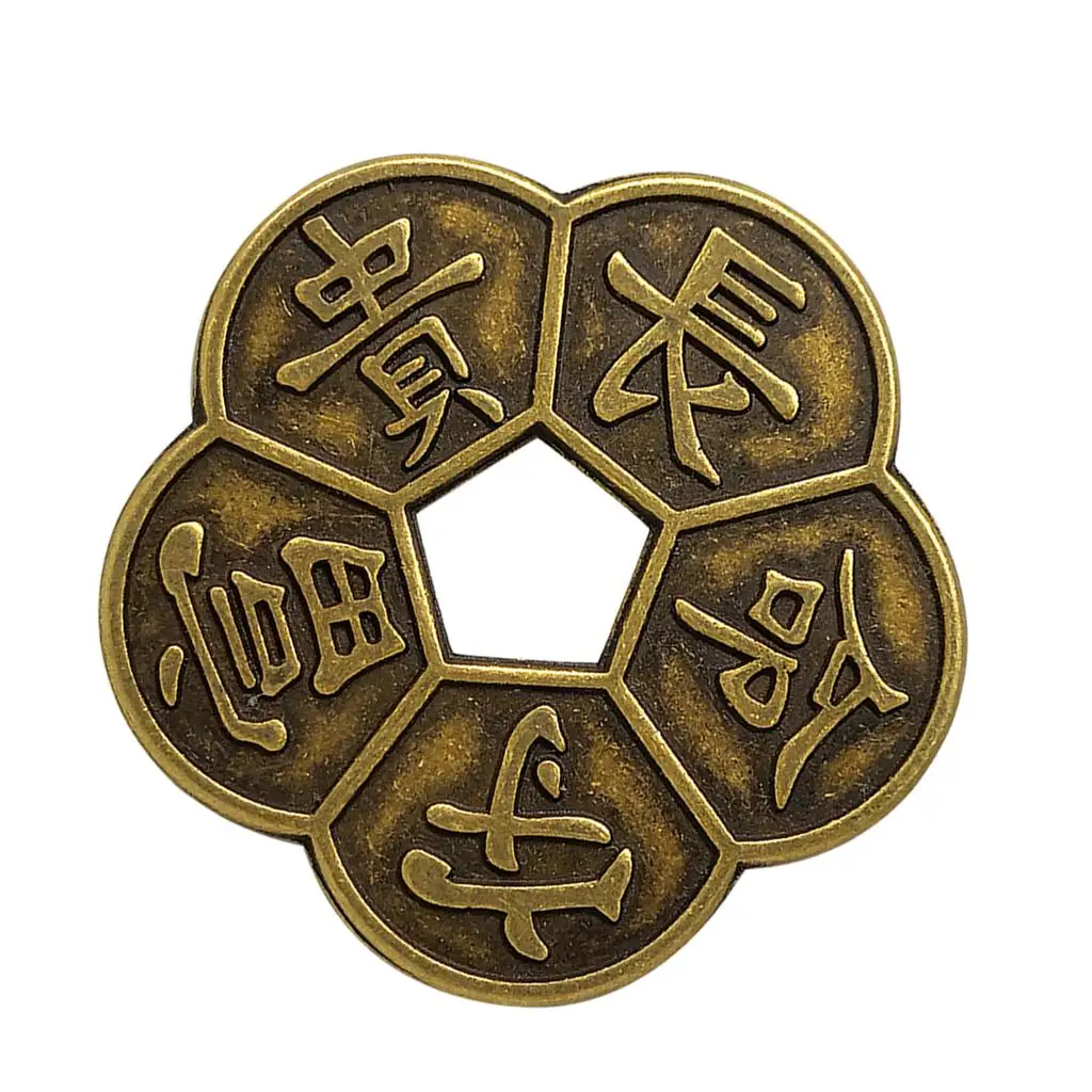 Simulación de bronce, moneda de cobre antiguo chino, flor de ciruelo, suerte, China, Feng