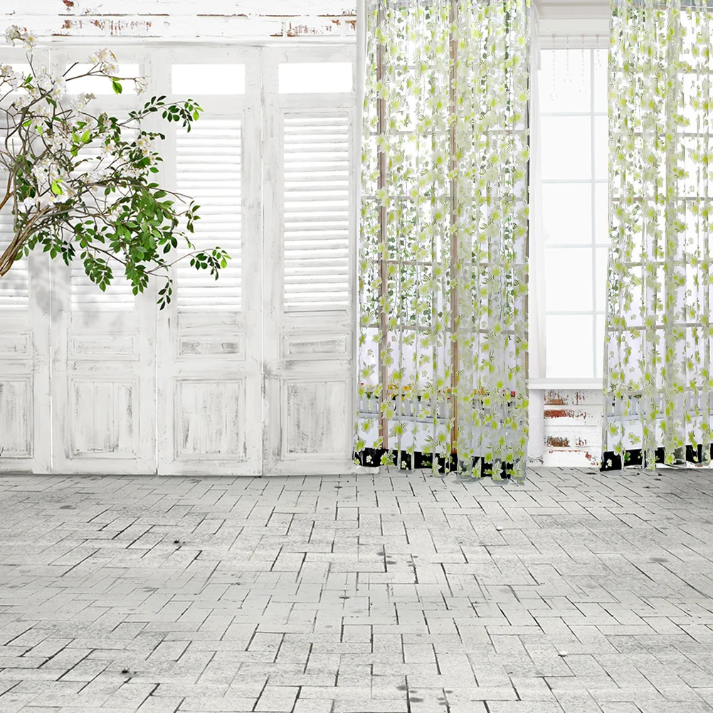 Rideaux de gaze pour fenêtre, 1x2m, fleurs de couleur claire, feuilles, élégants, pour chambre à coucher, salon, porte coulissante en verre