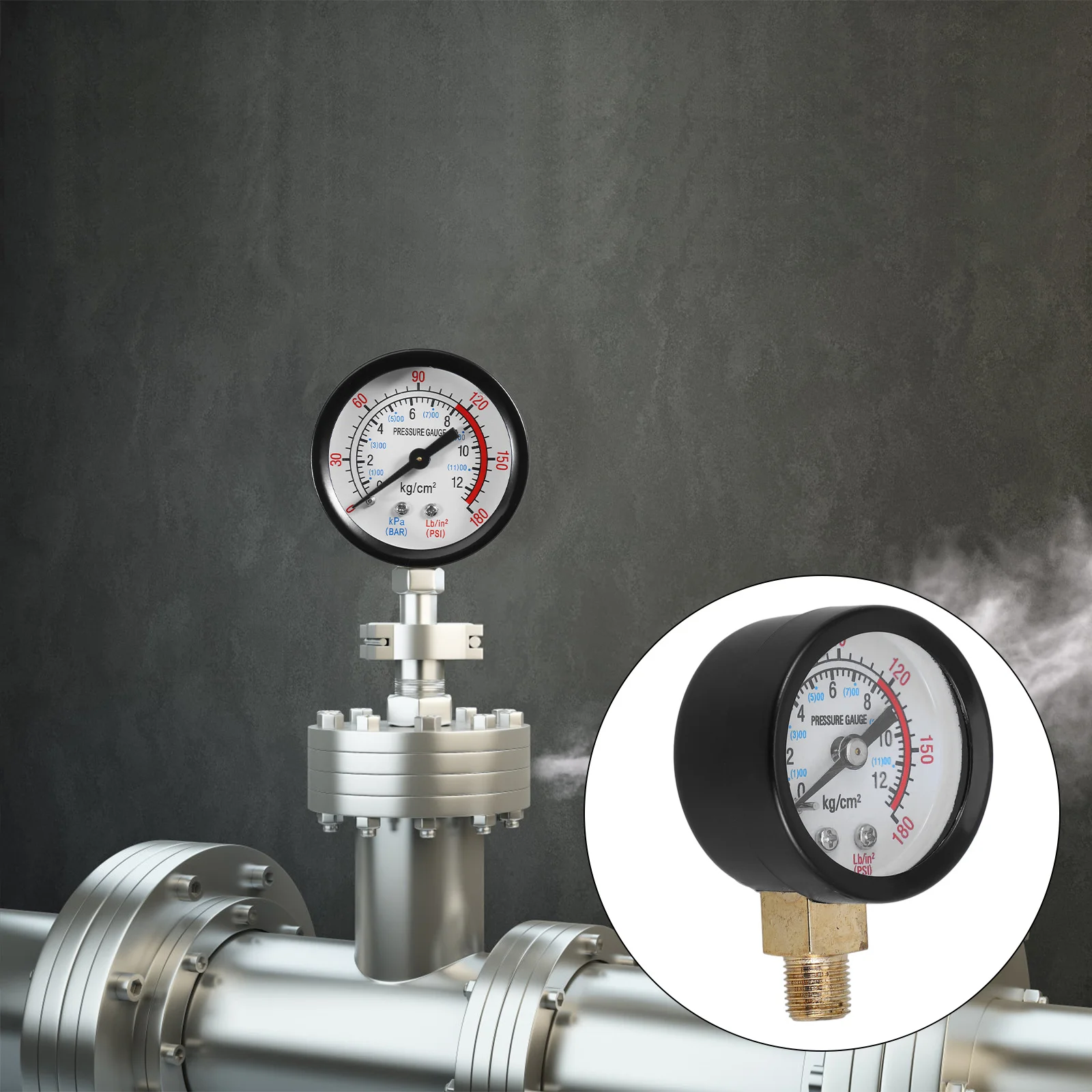 

Pressure Gauge 0-12 Kg High Precision Industrial Air Compressor Back Mount For Pneumatic Tools Water Systems Gas Liquid