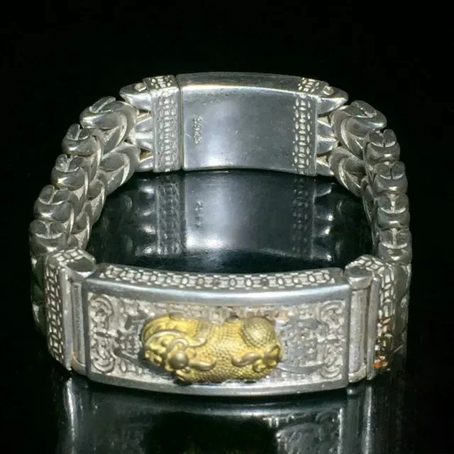 Jewelry, retro Pixiu bracelet trendy men's fashion,  silver jewelry.