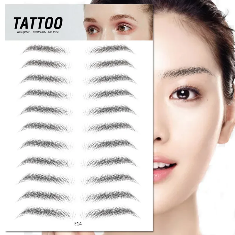 Waterproof 4D Eyebrow Tattoo Stickers Bionic Eyebrow Semi-permanent Water Transfer Lasting Brown Eyebrow Tattoo Stickers Makeup