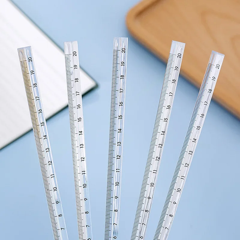 2Pcs Creative Transparent 15cm Triangle Ruler Scale barStationery School Supplies