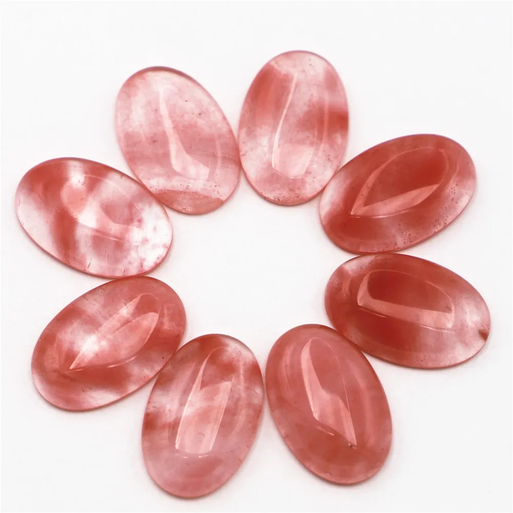 

30x20mm Natural Stone Oval Cherry Quartz Cabochon Setting Beads Fit Women Jewelry Making Supplies 12Pcs Wholesale Free Shipping