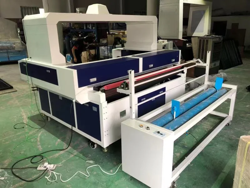 large format ccd rd controller auto feeding table co2  cutting machine for fabric roll 1610 1810 1813 1814 60w 80w 100w