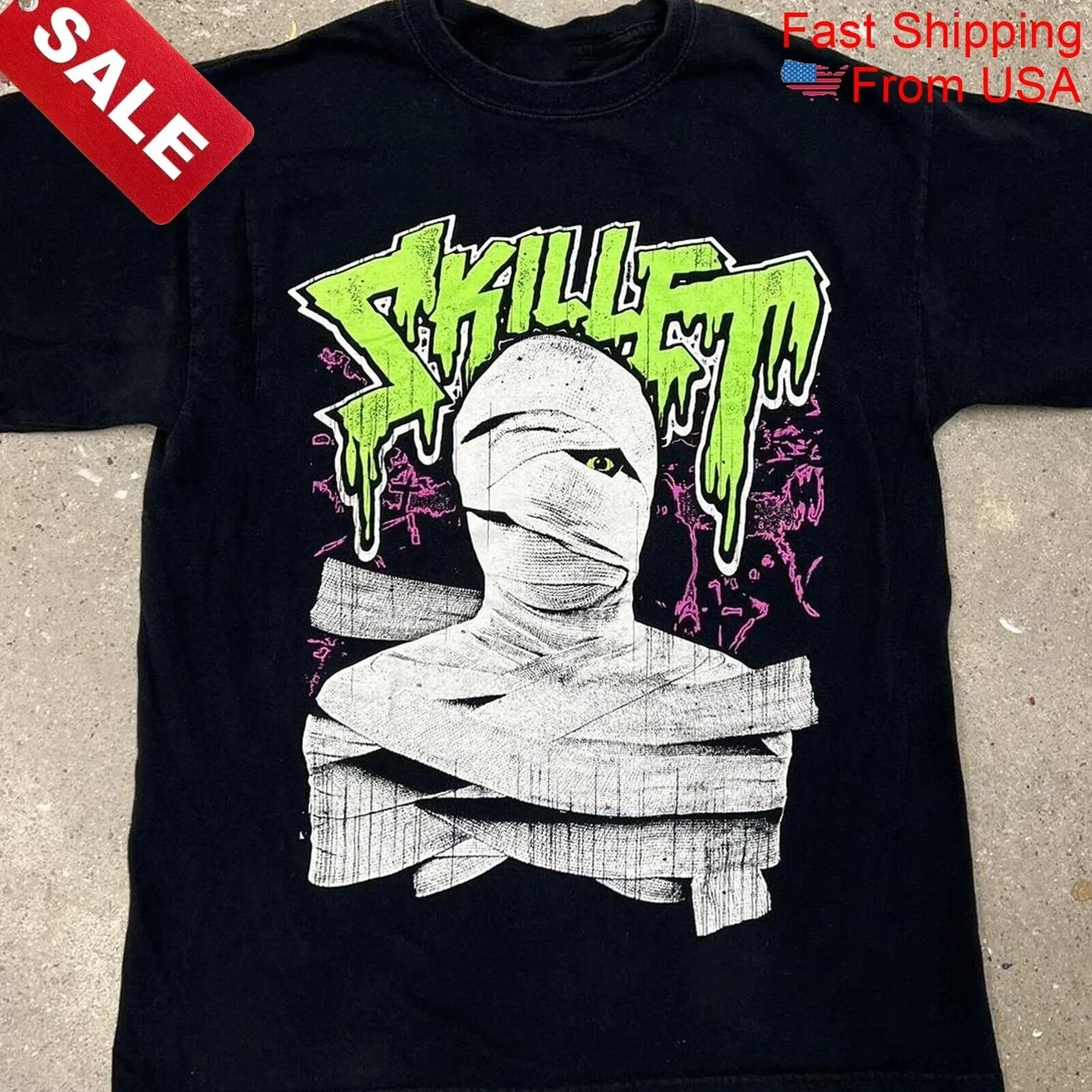 

Vtg The Skillet Band Short Sleeve Cotton T Shirt for Men Reprint T-Shirt Graphic Short Sleeve Shirt Unisex Men Women Summer