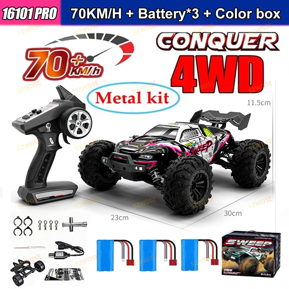 Wltoys 16101Pro 16102Pro RC-auto 4X4 70 km/u hoge snelheid borstelloze motor RC monstertruck metalen transmissie ESC IPX4 off-road 2.4g radiografisch bestuurbare auto professionele raceauto speelgoed