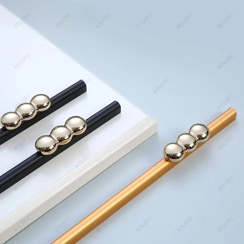 American European Modern Simple Wardrobe Cabinet Aluminum Alloy Long Handle Gold Black Extended Door Handle