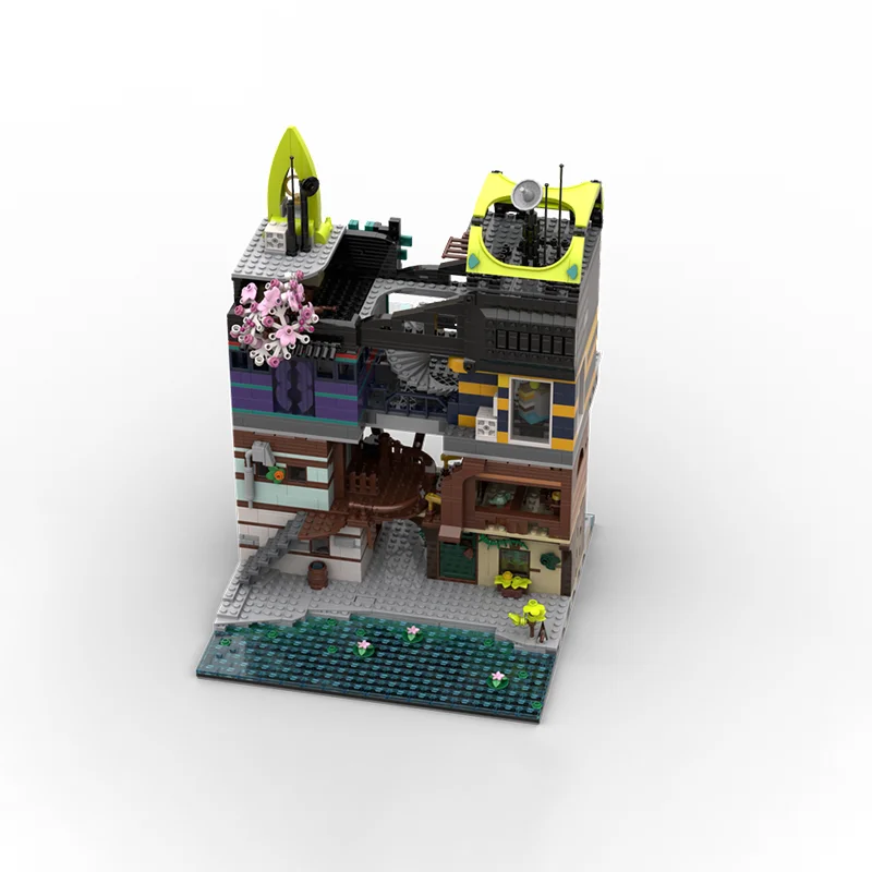 2324 szt. MOC Ninjagoses City winda klocki architektura prezent dla dzieci kreatywność i trening umiejętności operacyjnych