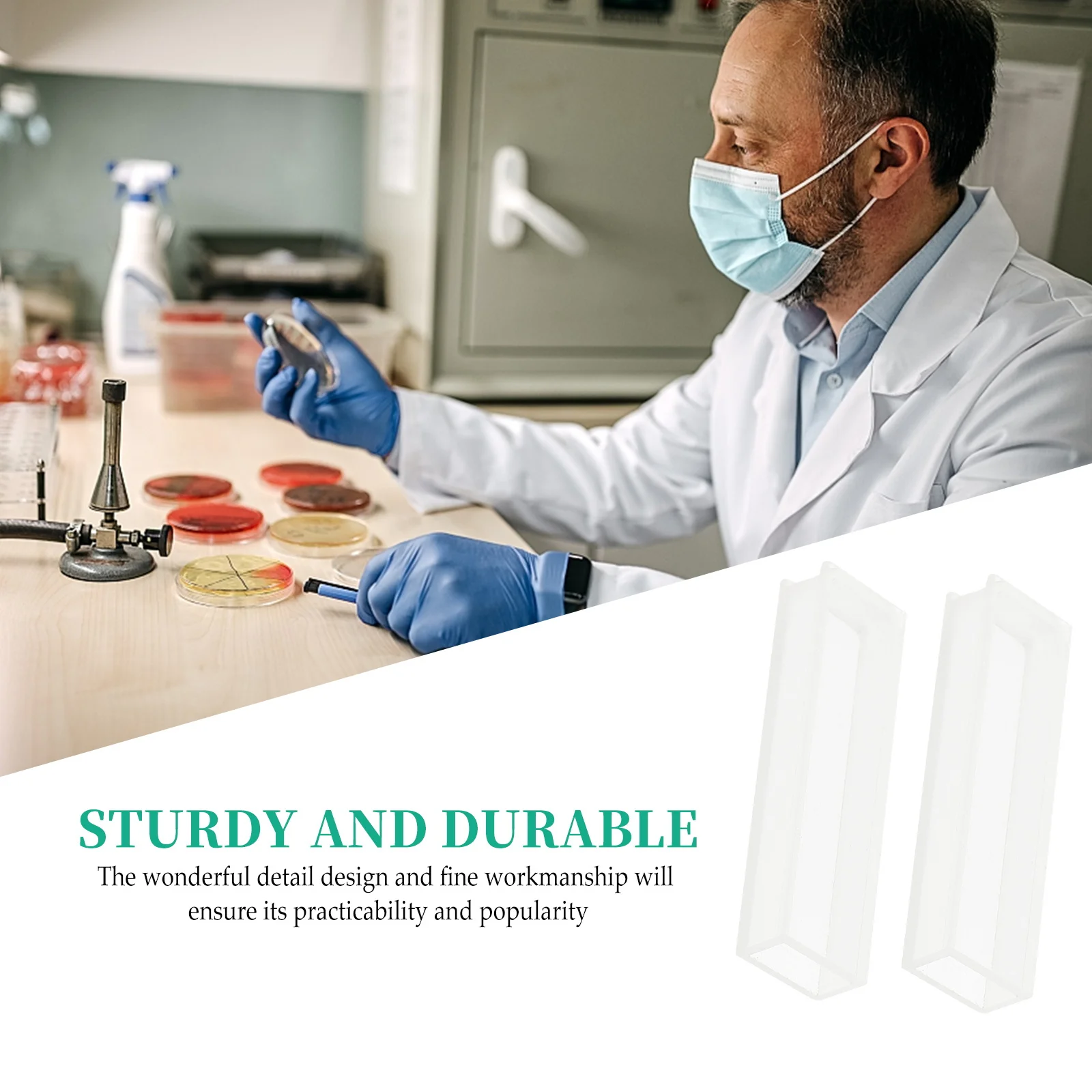 

2Pcs Multiuse Glass Cuvette 5mm Path Length Perfect for Delicate Specimen Examination in Laboratories Laboratory Cuvette