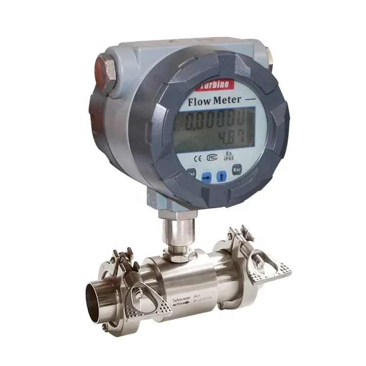 24VDC digital totalized flow turbine flowmeter food grade SS304 milk Olive Oil Vegetable Oil