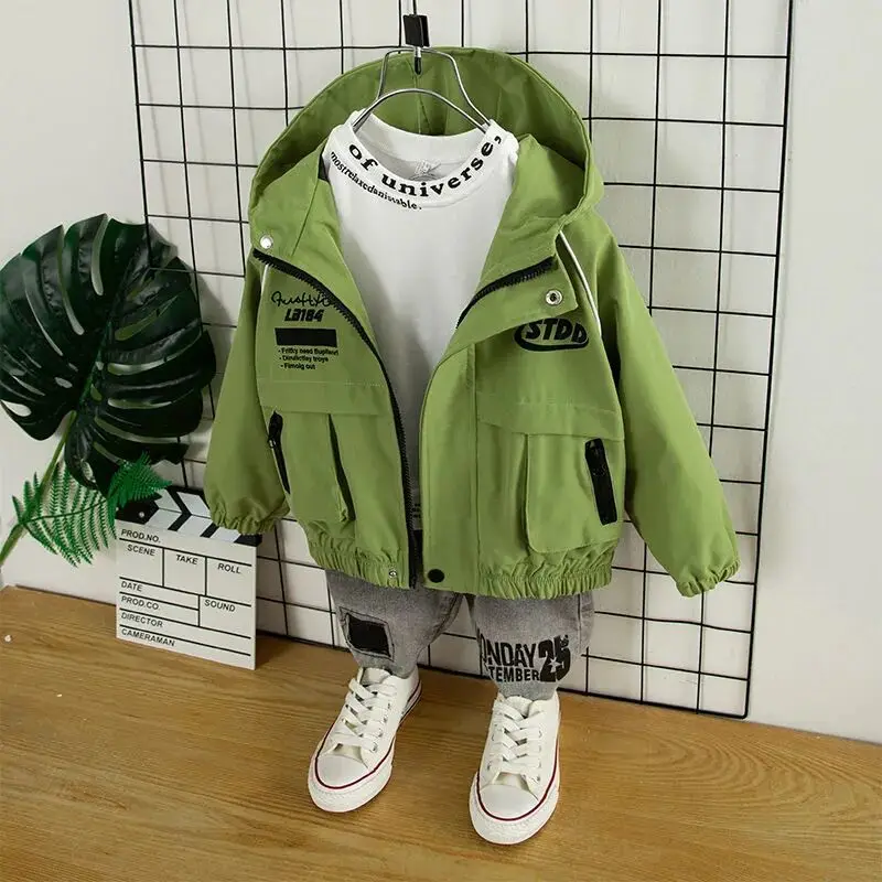 Boys Coat Spring and Autumn Clothing New Fashionable Children\'s Hooded Casual Jacket Korean Boys Baby Coat