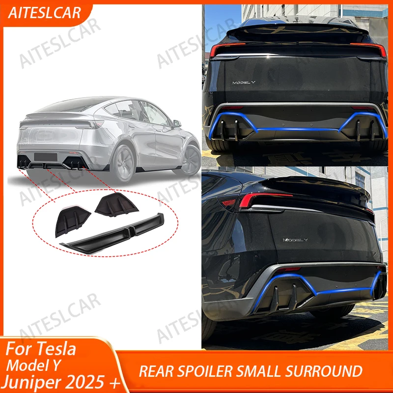 

Для Tesla New Model Y Juniper 2025, задний бампер, спойлер, защитная пластина для запуска губ, диффузор, ABS, крышка из углеродного волокна, аксессуары