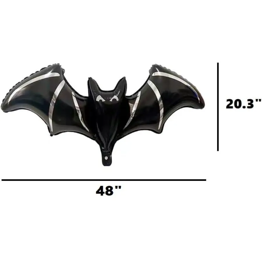 6Pcs Halloween Black Bat Balloons Giant Bat Halloween Foil Balloon for Black Day of Death Spooky Birthday Baby Shower Party Dec