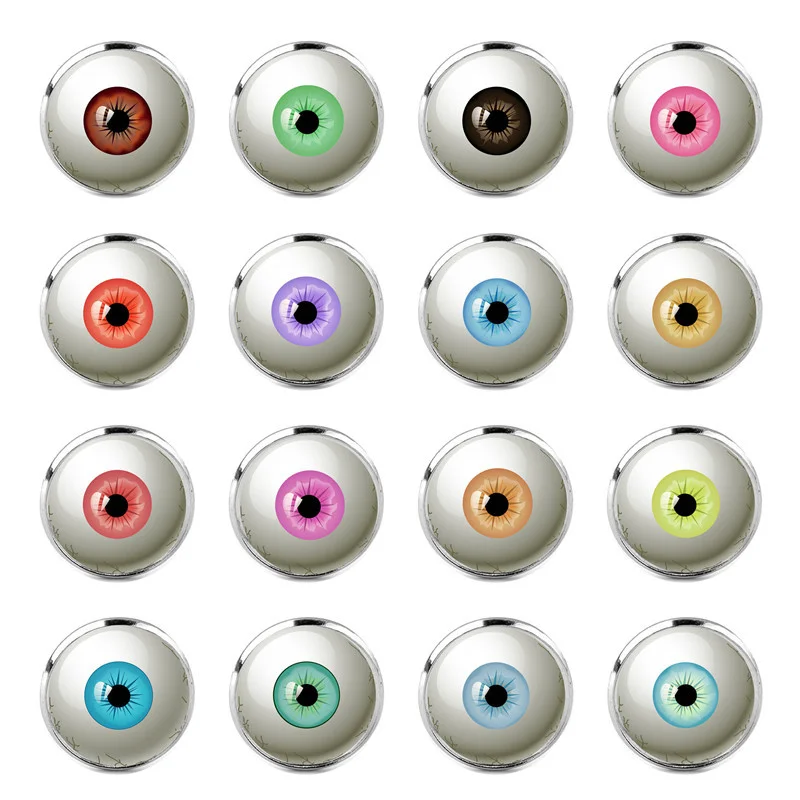 Julie Wang 10PCS 8-30mm Human Eye Buttons Glass Round Pupil Cabochons White K Base Toy Doll Eyeball Jewelry Making Accessory