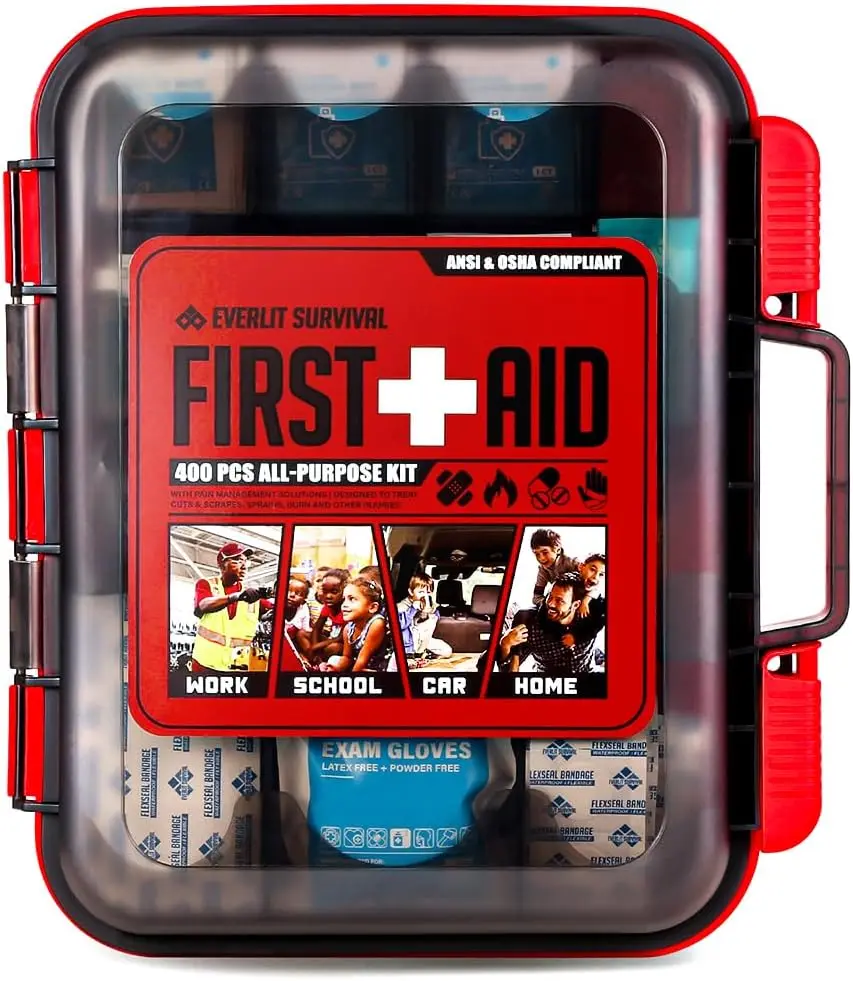 

400-Piece OSHA/ANSI Compliant First Aid Kit for Workplace, Home, Car - Professional Medical Supplies