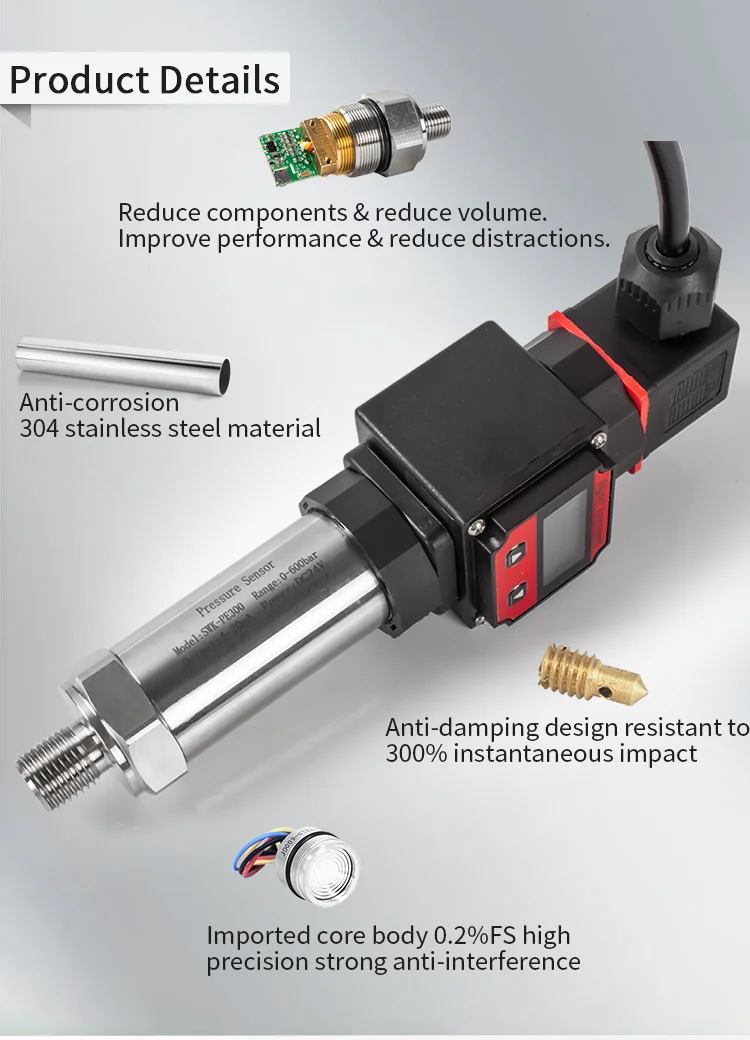 Digitaler Drucktransmitter RS485 0-10V 4-20mA Digitaler Drucksensor 0-4bar 0-100bar M20*1.5 Druckmessumformer – Detail 2