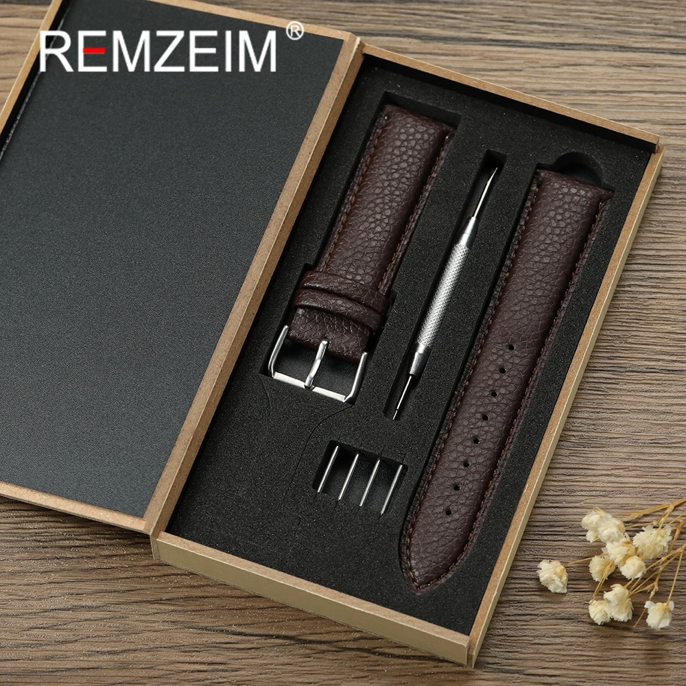 Litschi Muster Design Leder Uhrenarmband 18mm 20mm 22mm Armband Uhren Zubehör mit Geschenkverpackung Box Armbanduhr Armband