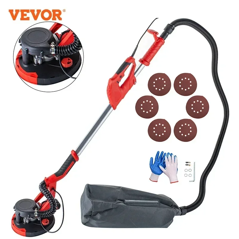 VEVOR Electric Drywall Sander Polishing Machine Extendable Sander with Vacuum Bag 750W Wall Disc Sander  Electric Drywall