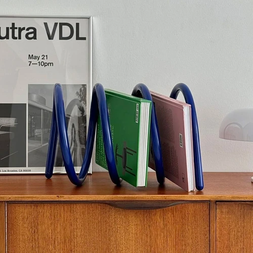 Imagen 2 del producto Estantes organizadores, estantes modernos para libros de primavera, estantes de almacenamiento de mesa nórdicos para sala de estar, estantería esquinera, muebles interiores